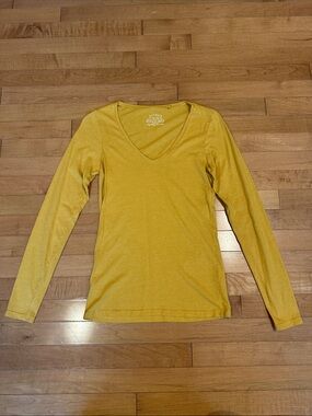 Fat Face Women's Long-Sleeve V-Neck Top - Mustard - Size UK 8, US 4